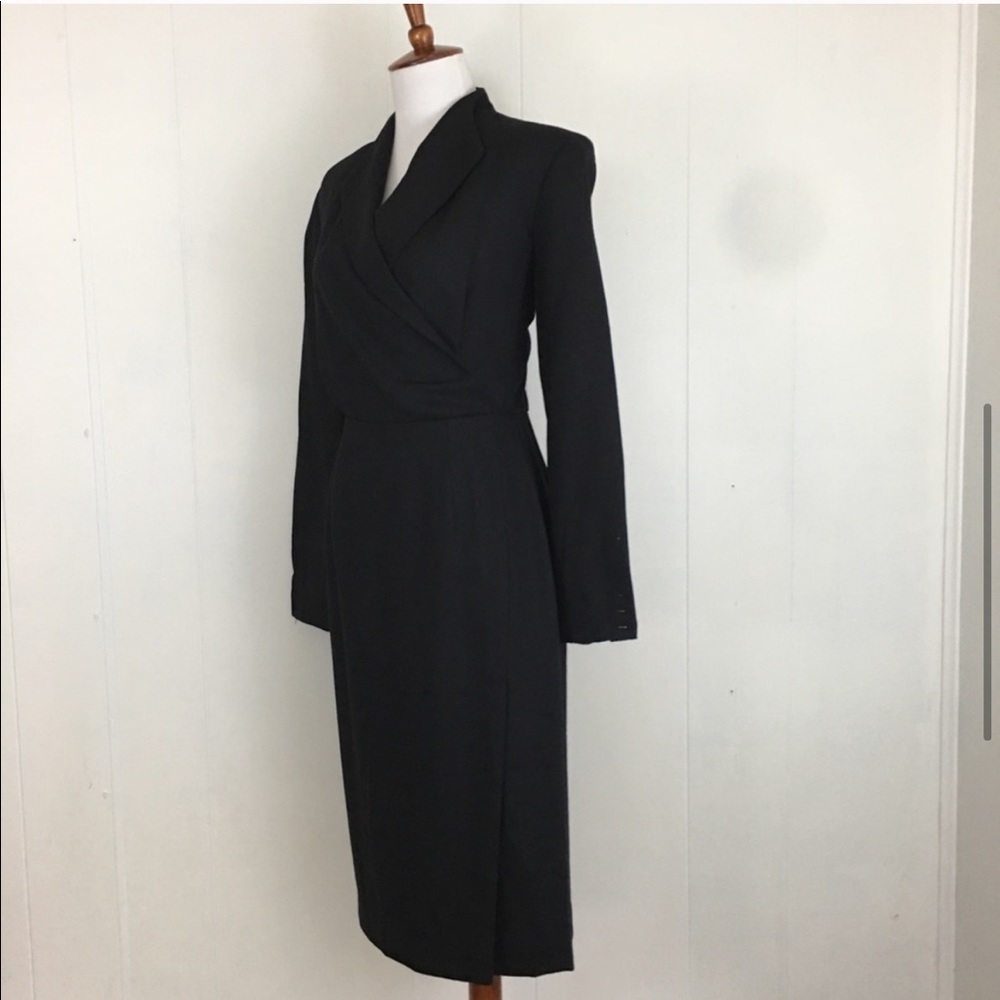 Worth Wool long sleeve collared sheath dress